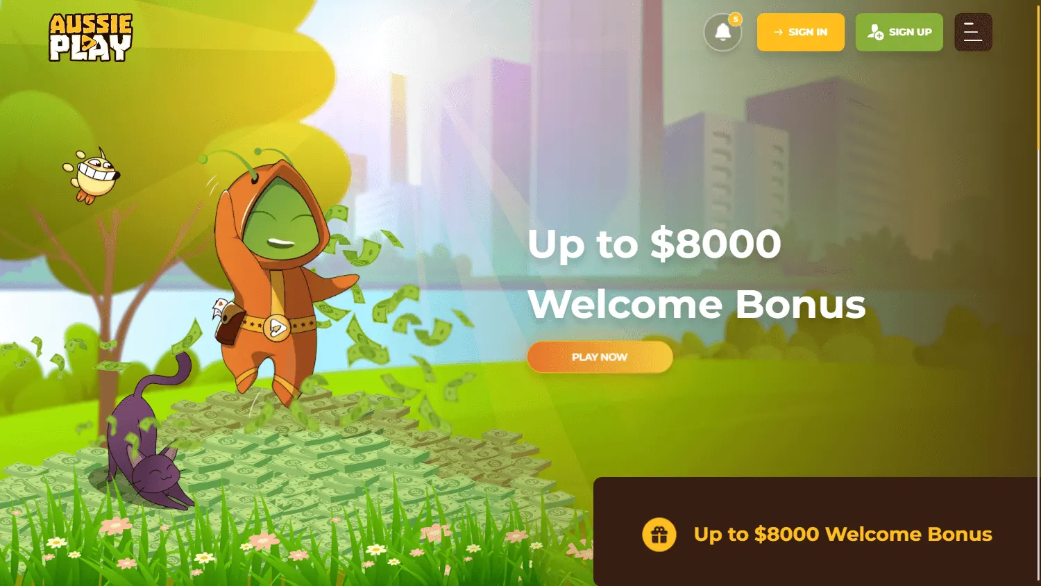 Aussie Play Casino desktop home screen