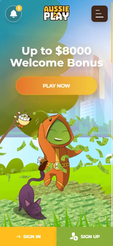 Aussie Play Casino mobile home screen
